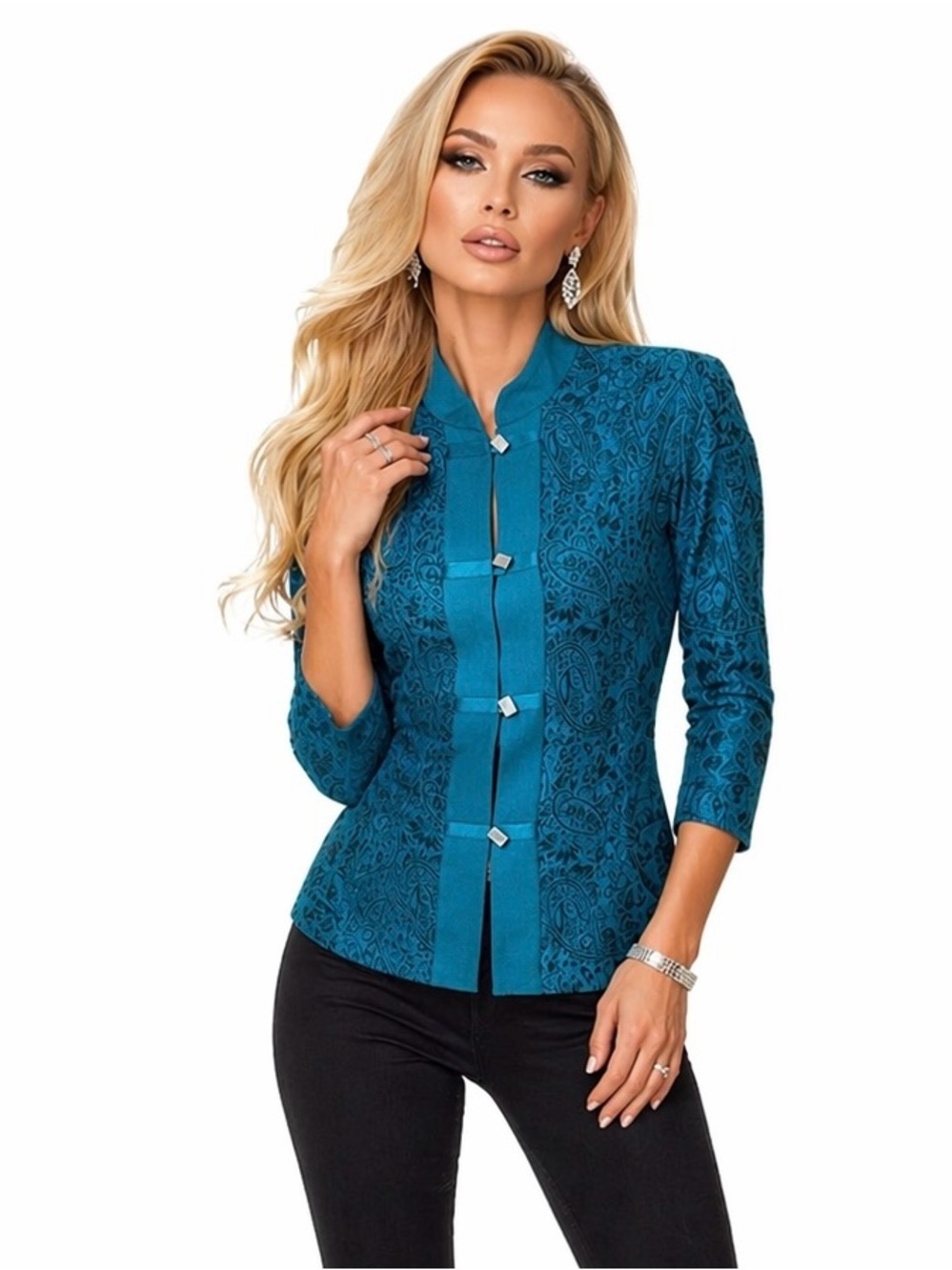 🔥🔥K Studio Women’s Blazer Green/black Paisley Design Size 12